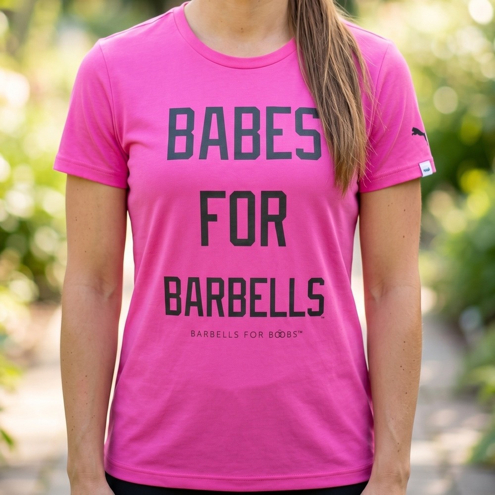 Puma Babes For Barbells Training T-Shirt Pink Graphic Gym Tee Women Medium‎